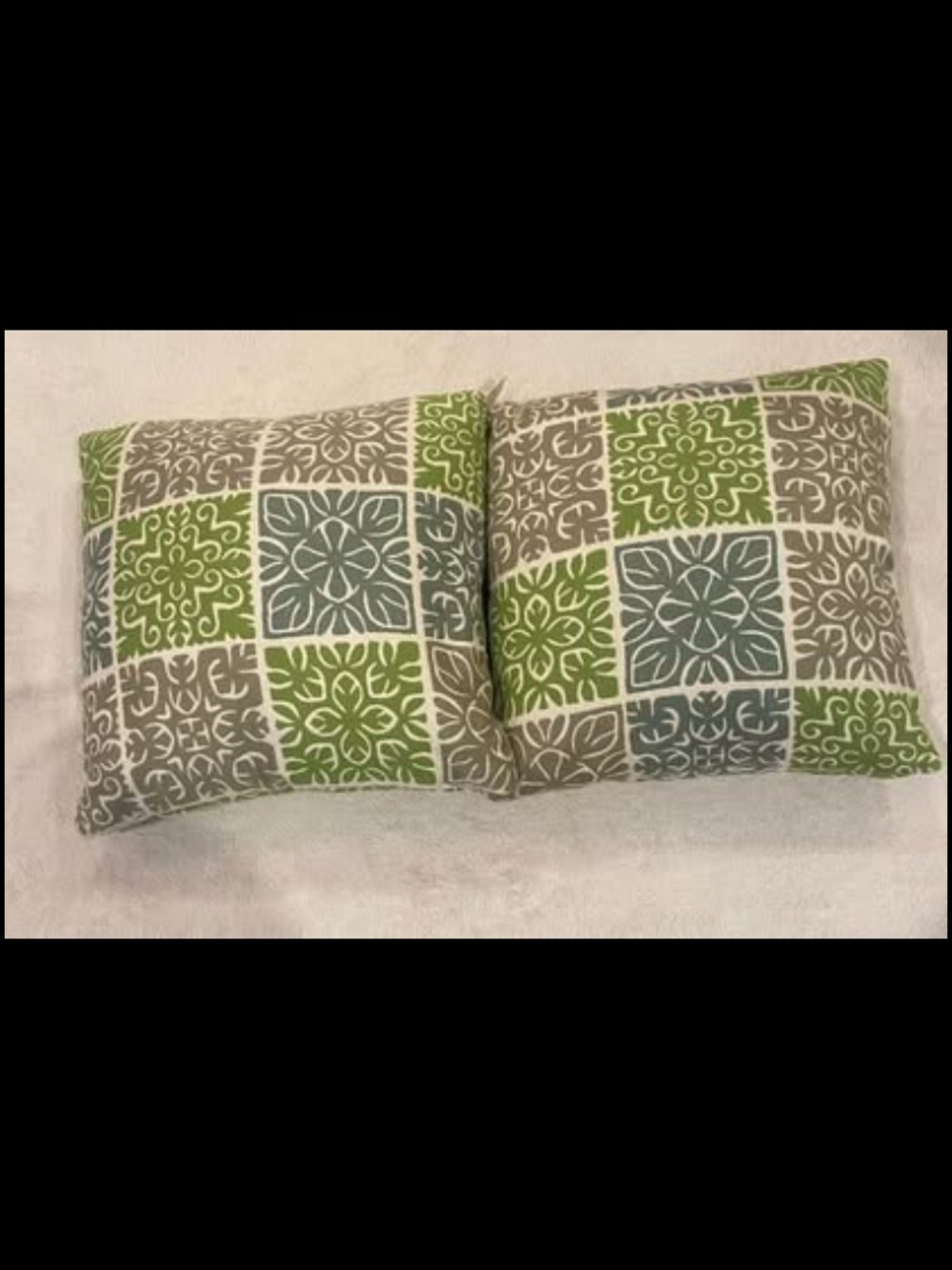 LADCO Designer Outdoor Throw Pillows – Set of 2 (20” x 20”) Green & Neutral